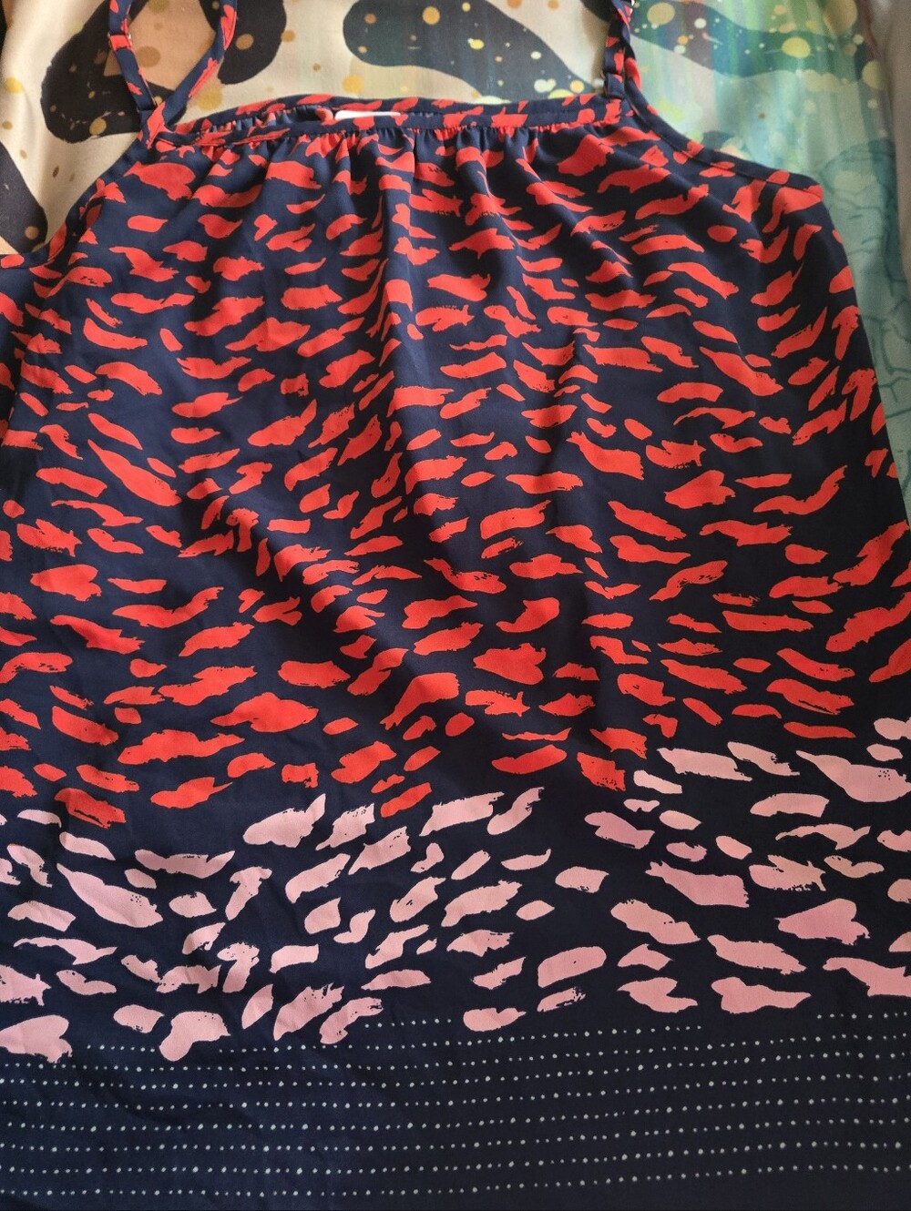 CAbi Navy Tank with Coral Fish Pattern